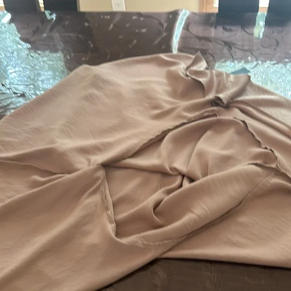 Tan Maxi Trumpet Skirt with Asymmetrical Ruffles - Picture 8 of 9